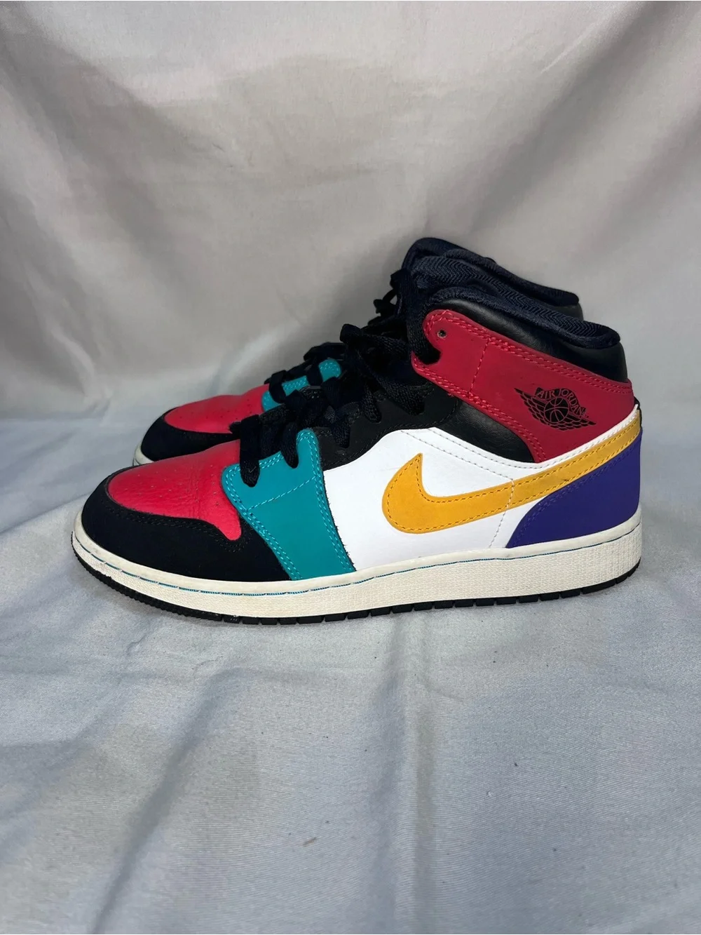 Nike Air Jordan 1 Mid GS Retro Multicolor Sneakers Youth Size 7 Shoes 554725-125